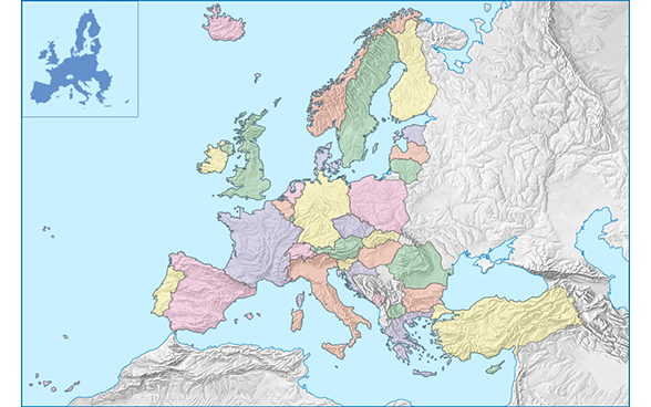 Pays européens carte synoptique